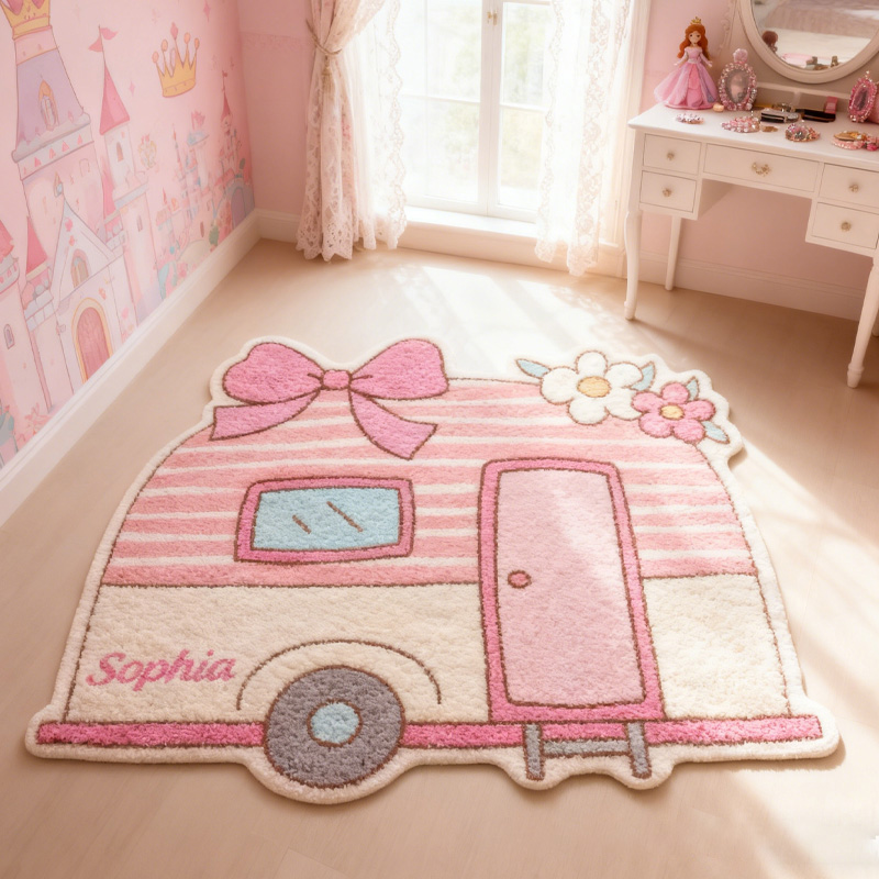 Personalized Camper Rug Custom Kid Camper Rug Doormat Children's Bedroom Rug Gifts for Kid