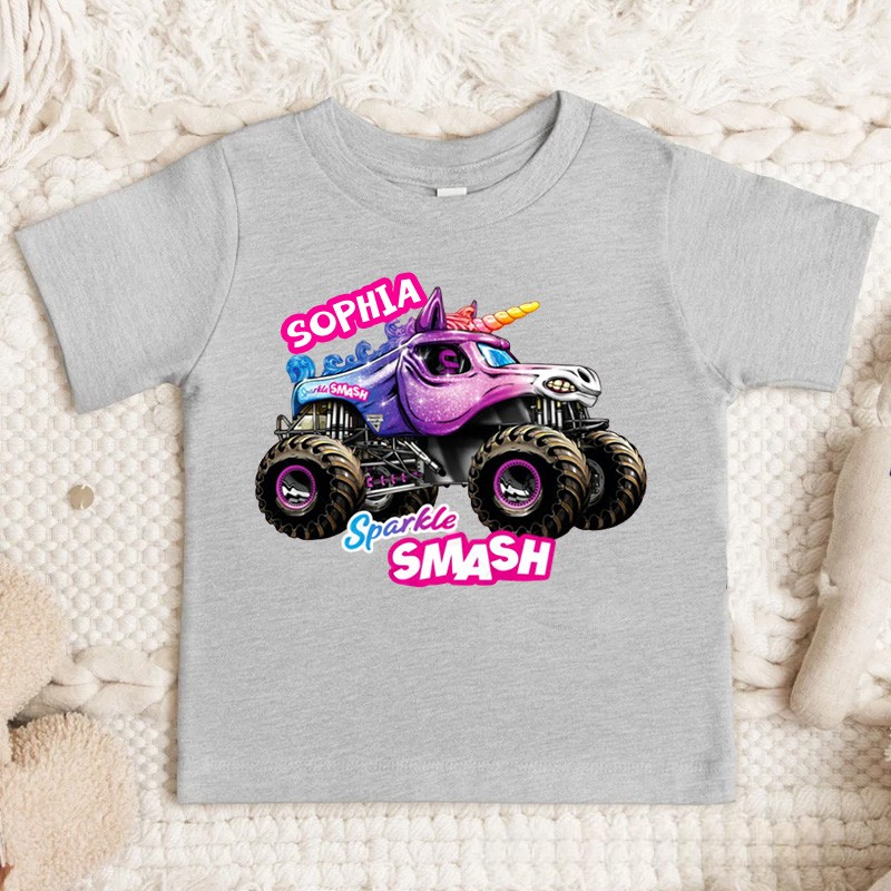 Personalized Trucker Jam of Sparkle Kids T-Shirt with Name Birthday Christmas Gift for Kids
