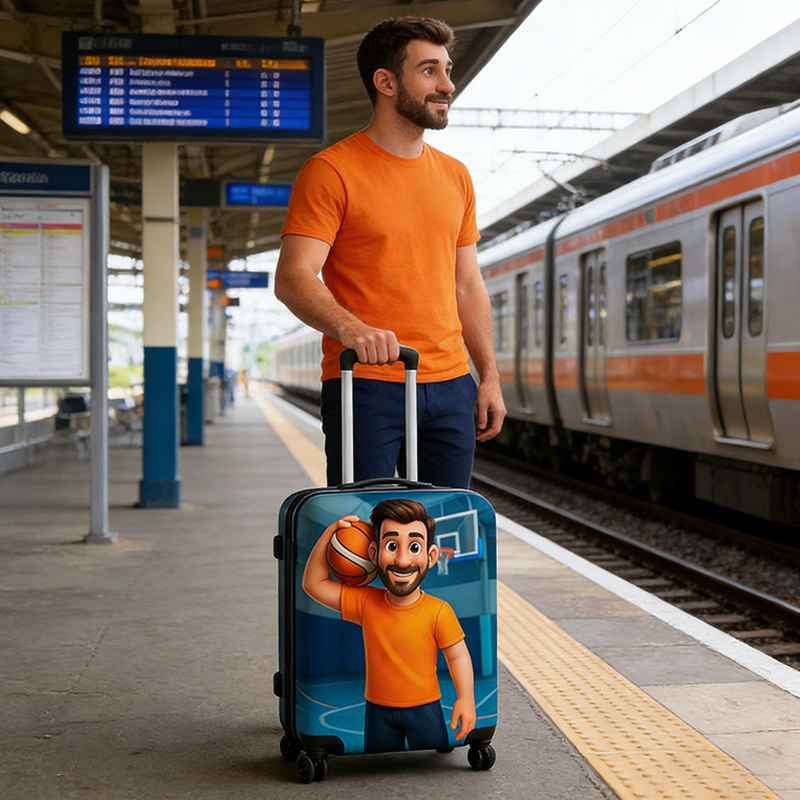 Personalized Pixar Basketball Luggage Cover with Custom Player Artwork for Basketball Fans 