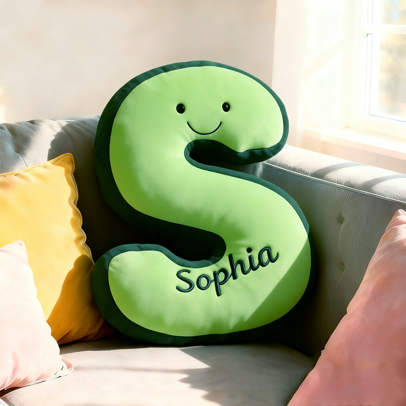 Personalized Cute Avocado Initial Name Pillow Christmas Gift for Kids Family