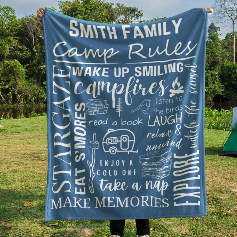 Personalized Camping Blanket Camp Rules Camping Gift for Mom Rv Throw Blanket Christmas Gift for Camper Rv Gift for Couples Camp Lover Gift