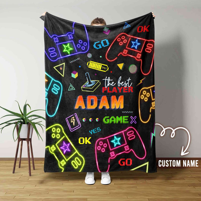 Personalized Gaming Blanket the Best Player Game Blanket Custom Gamer Name Blanket Kids or Gift for Game Geek Lover