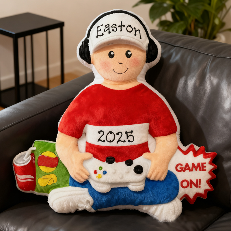Personalized Graphic 3D Print Gamer Boy with Video Game Controller & Headset Game Lover Pillow Custom Christmas Gift for Game Geek Lover