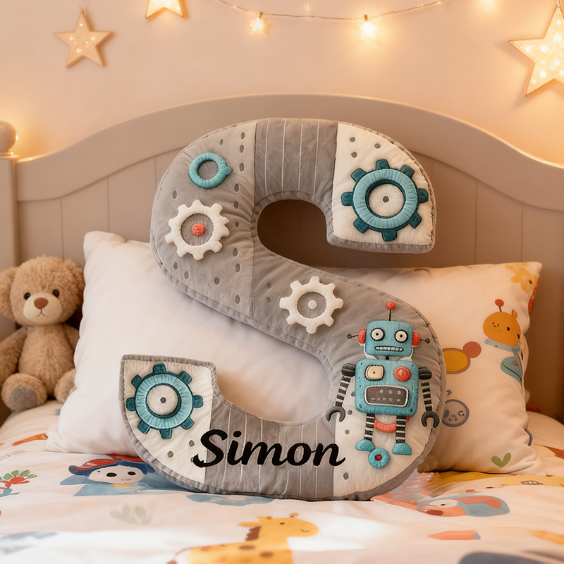 Personalized Graphic 3D Print Cute Letter Robot Pillow Customized Fun Children's Gift Pillows