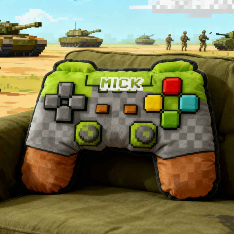 Personalized Pixelated Gaming Controller Pillow Custom Gamer Lover Pillow Gift for Game Geek