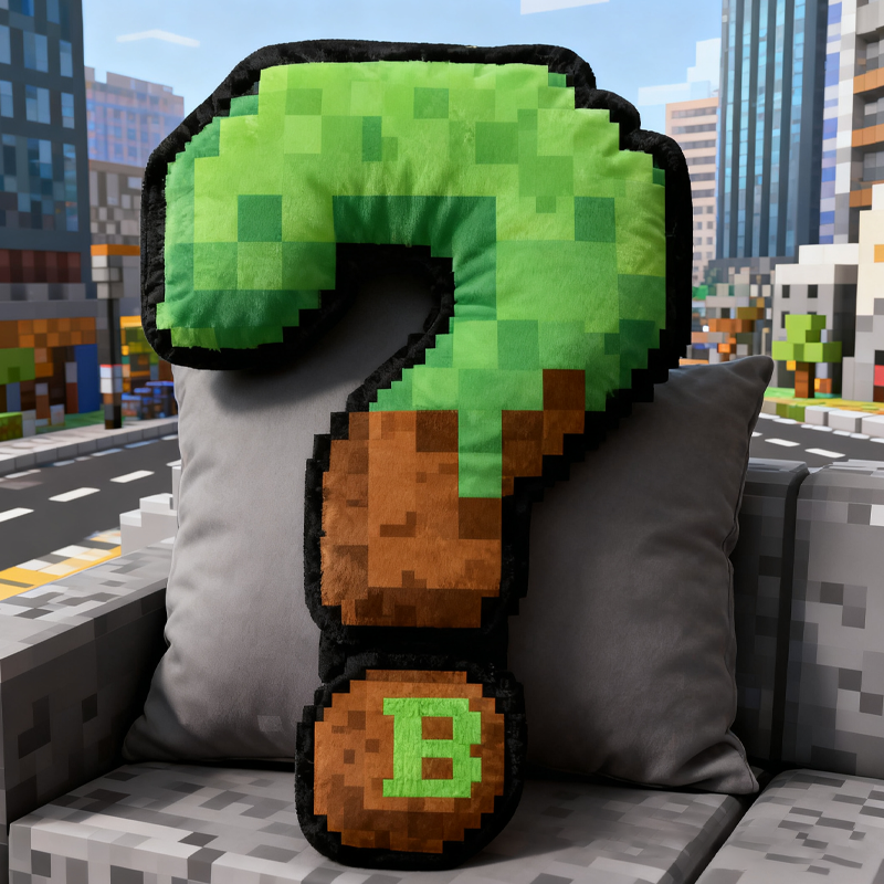 Personalized Pixelated Question Mark Pillow Custom Gamer Lover Pillow Gift for Game Geek