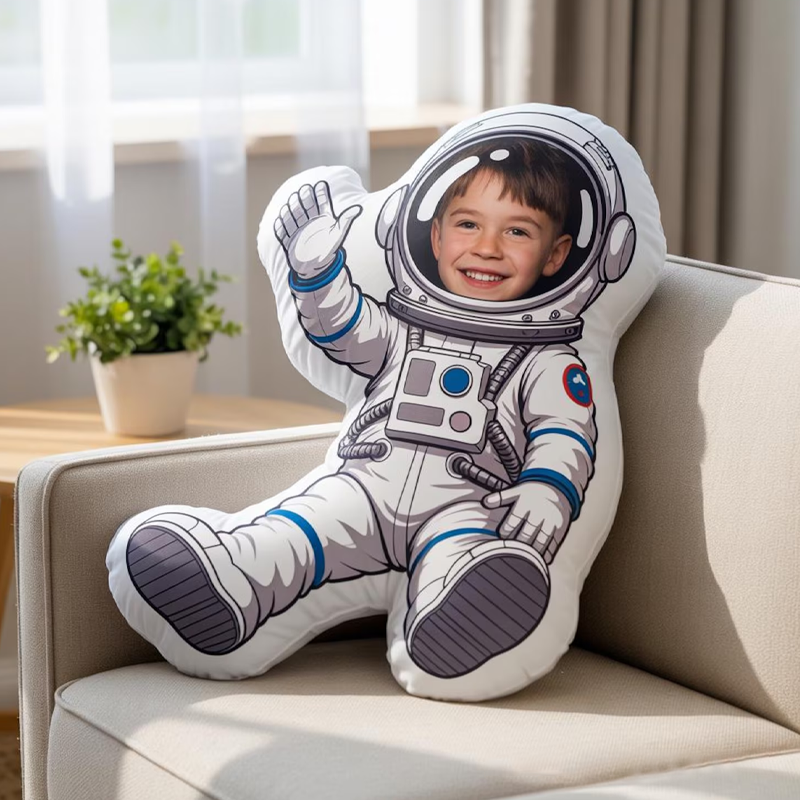 Personalized Custom Face Astronaut Pillow Kids Face 3D Pillow Spacesuit Pillow Space Lover Gift