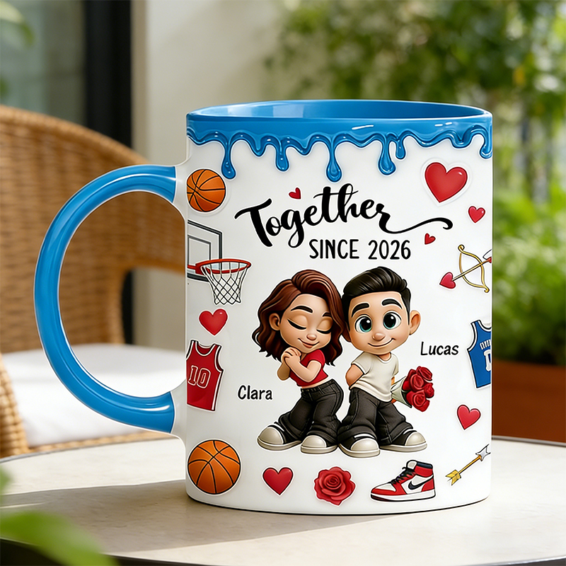 Personalized Couple’s Basketball Mug "Together Since" with Custom Names Design Gift for Anniversaries Valentine’s Day