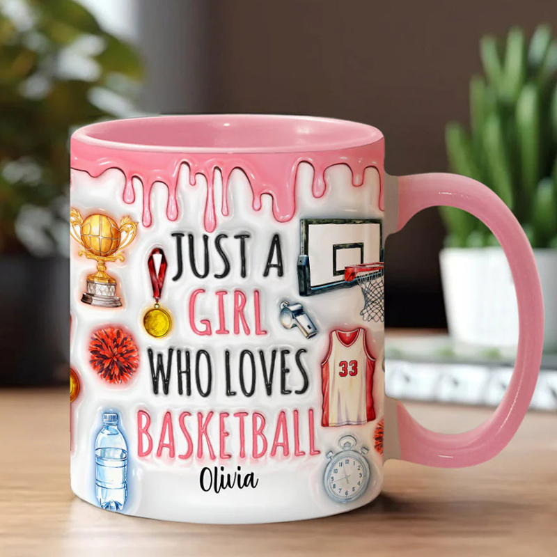 Personalized "Just a Girl Who Loves Basketball" Mug with Custom Text for Female Players and Fans