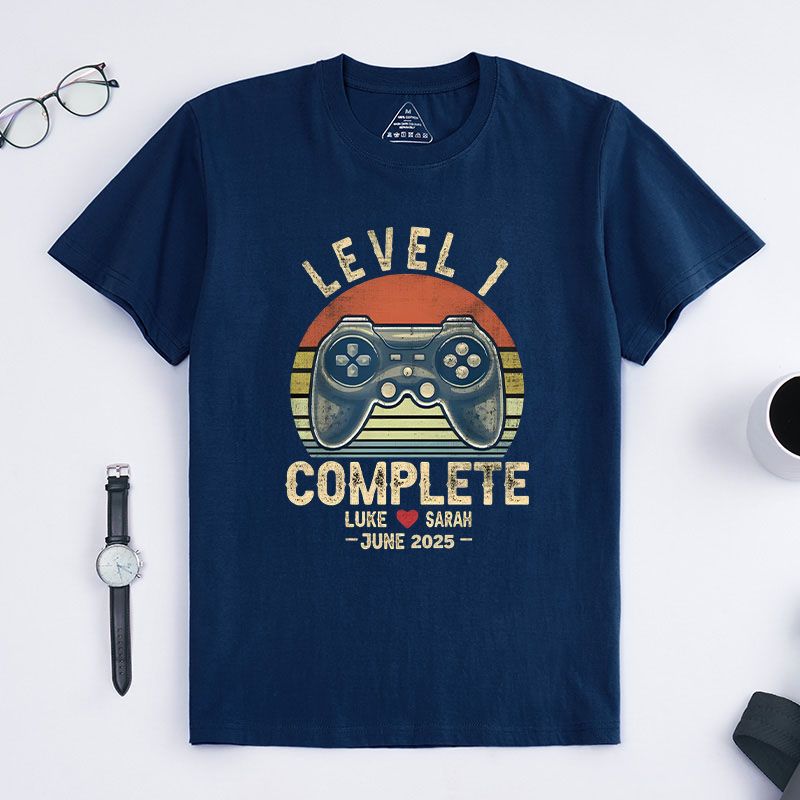 Personalized 1st Wedding Anniversary Gift for Husband Wife Gamer Husband Gift Retro Video Game Shirt Geeky Couple Gift