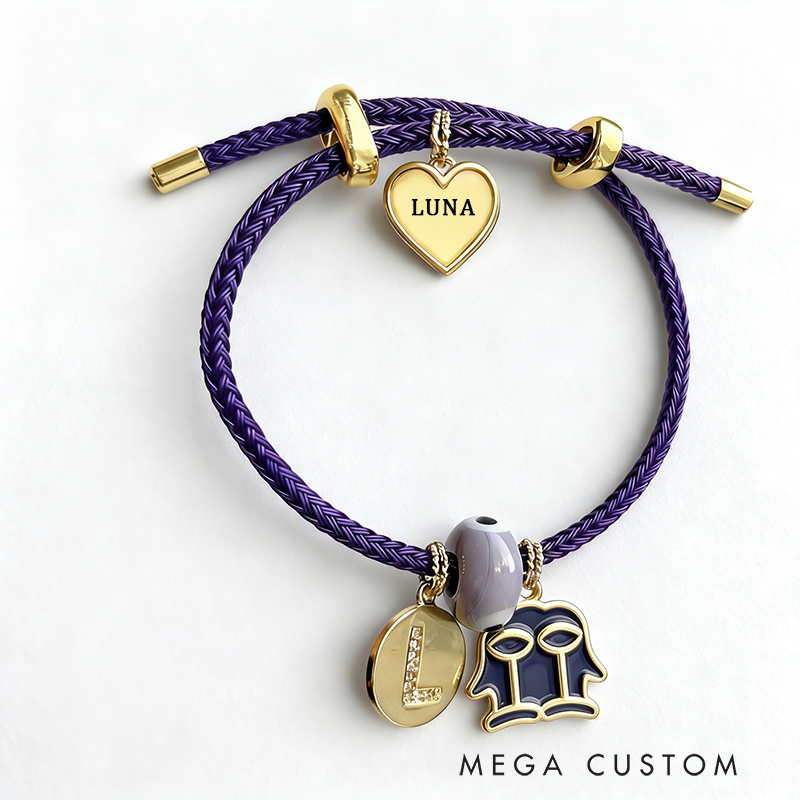 Personalized Zodiac Initials Couple Bracelet Engraved Constellation Charm Gift for Lovers Romantic Connection
