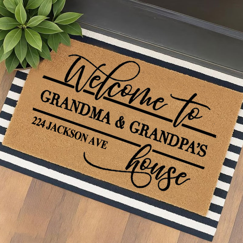 Personalized Welcome Doormat Custom Coir Mat with Name Indoor Outdoor Mat for Grandparent Housewarming New Home Gift 