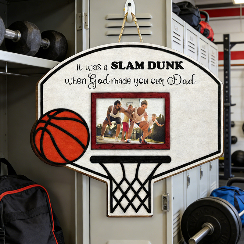 Personalized Basketball Hoop Photo Frame Wall Hanging  for Dad
