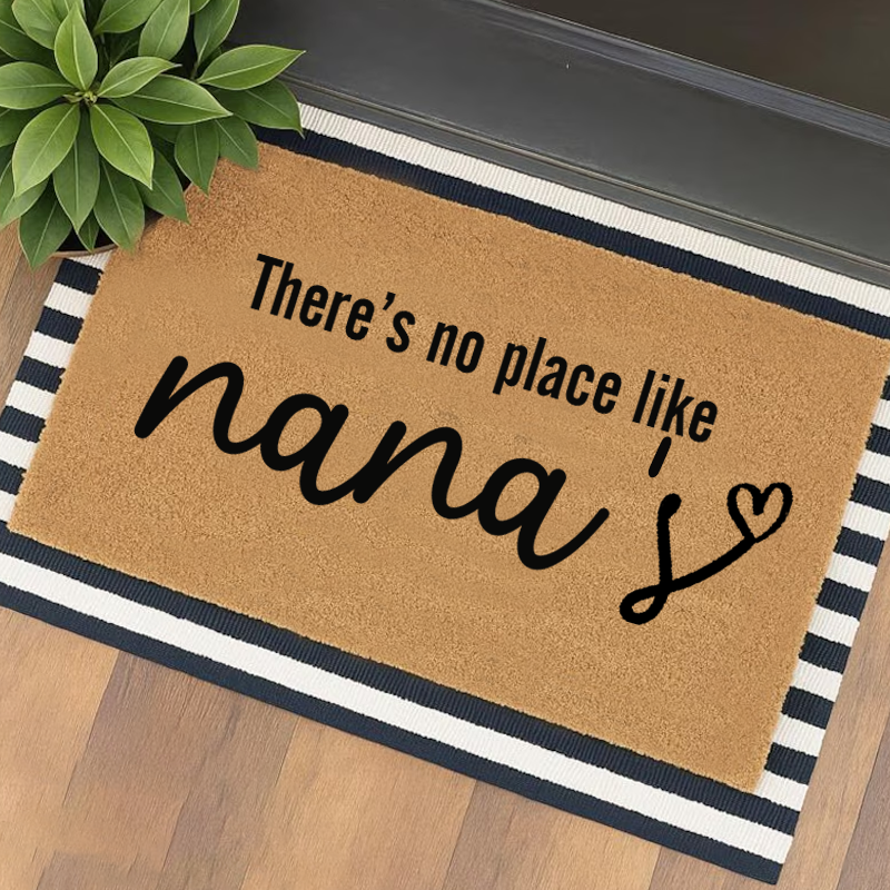 Personalized There Is No Place Like Home Doormat Housewarming Gift Welcome Mat for New Home Natural PVC Free Door Mat Indoor Outdoor Family Decor Rug