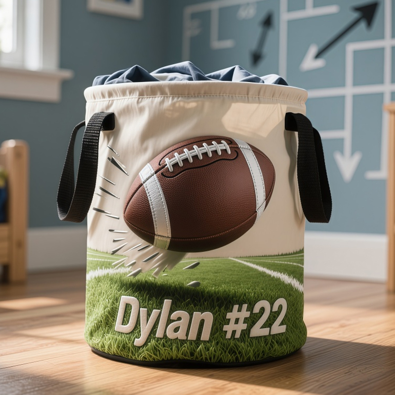 Personalized Football Storage Basket with Custom Name and Number for Football Enthusiasts