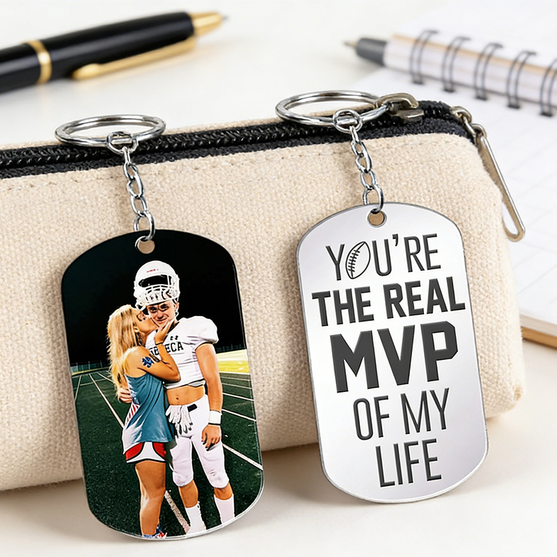 Personalized "You're the Real MVP" Football Keychain for Couples or Sports Fans Valentine's Day Gift 
