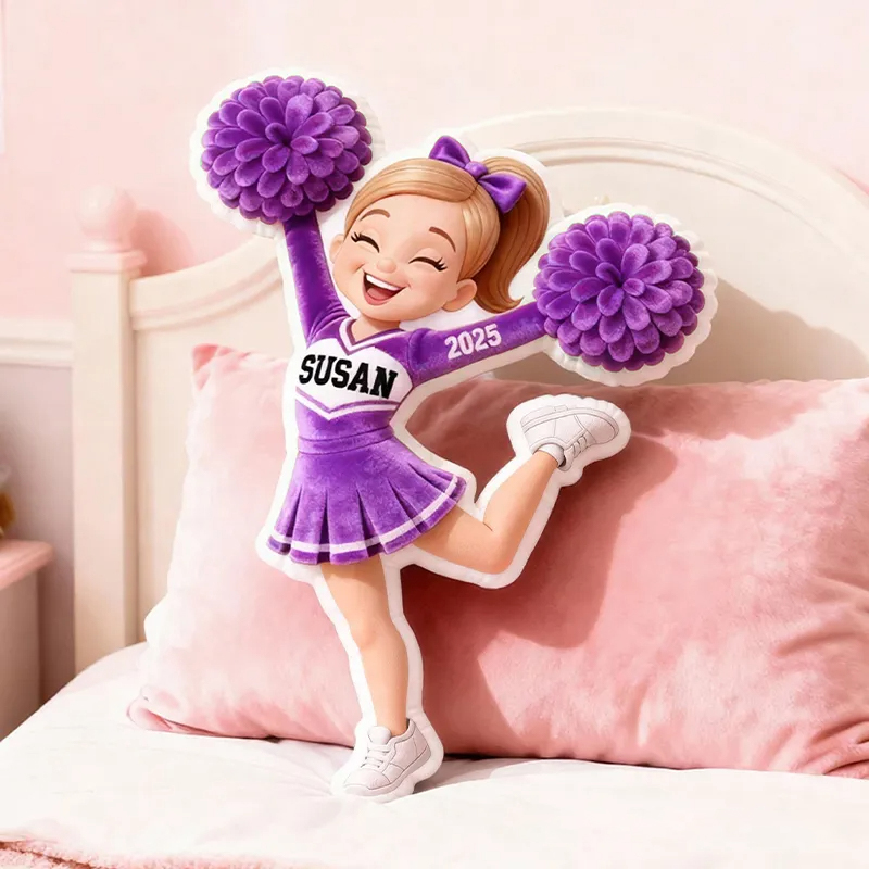 Personalized Graphic3DPrint Cheerleading Spirit Pillow with Custom Name and Year for Cheer Fans and Athletes