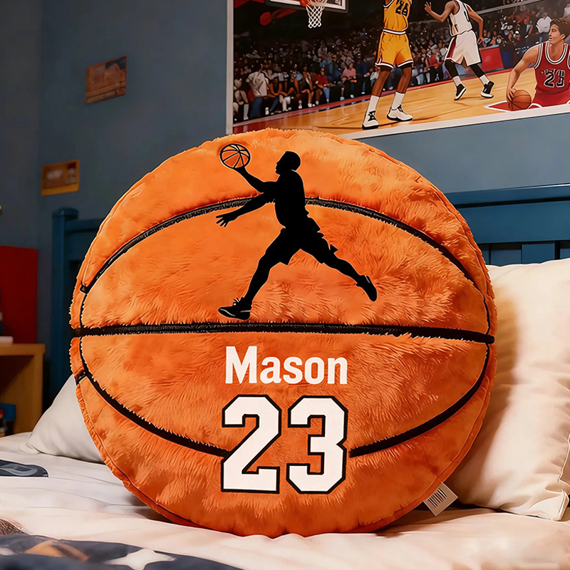 Personalized Basketball Pillow with Custom Name and Jersey Number for Kids and Sports Fans