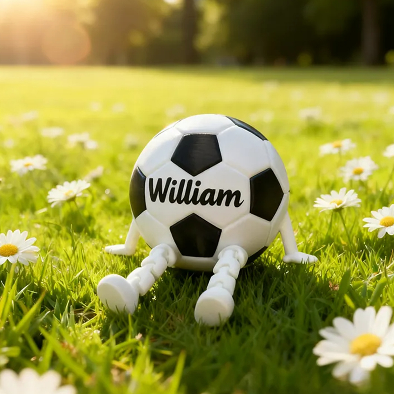 Personalized Soccer Ball Decor with Dangling Legs and Custom Name