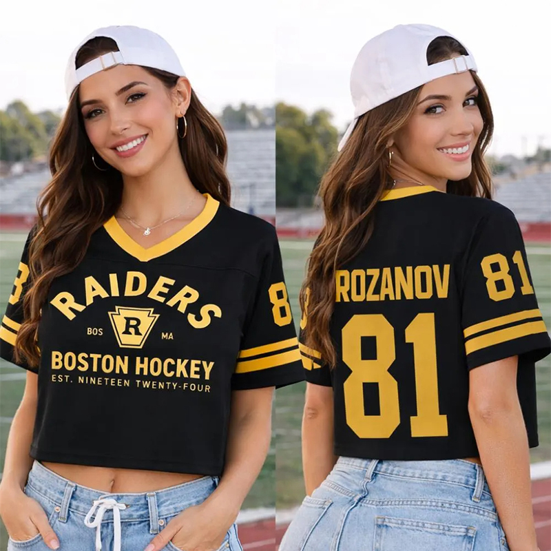 Personalized Women's Hockey Crop Jersey with Bold Team Logo and Custom Name & Number  