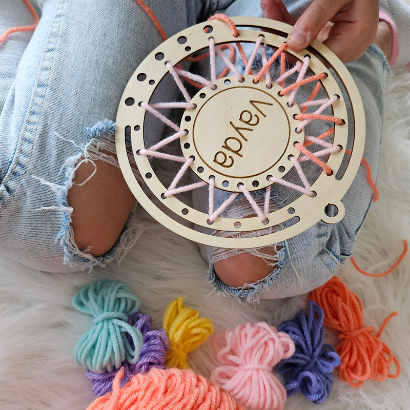 Personalized DIY Dream Catcher Kit for Kids Custom Name Creative Craft with Yarn and Wooden Decorations