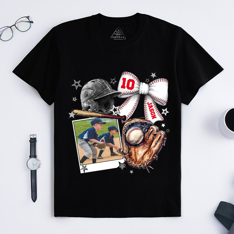 Personalized Baseball Photo T-Shirt Baseball Mom Shirt Custom Name Number and Photo Gift for Baseball Mom