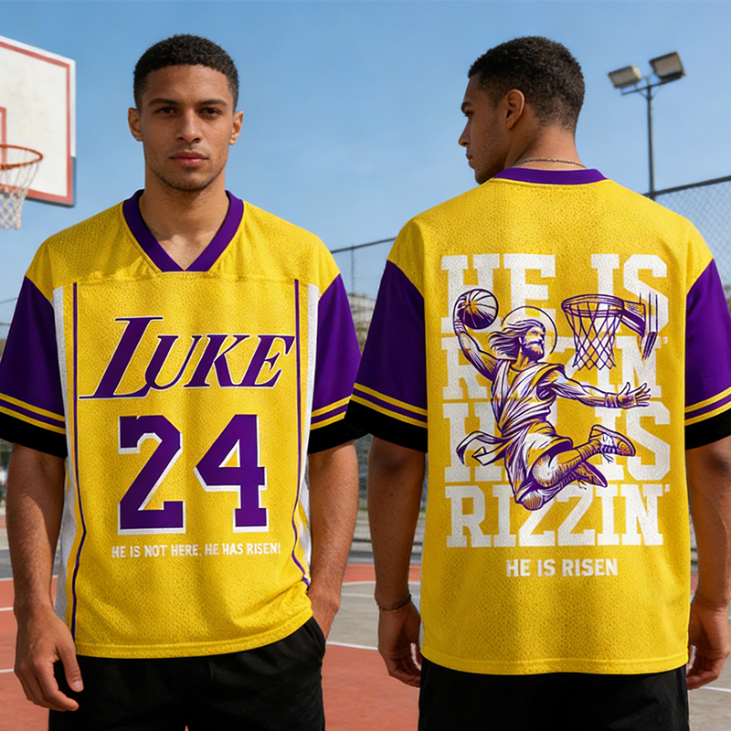Personalized "He Is Rizzin" Basketball Mesh Jersey Custom Name and Number for Religious Sports Lovers