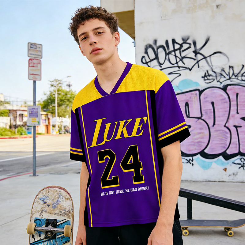 Personalized "He Is Rizzin'" Purple Mesh Basketball Jersey Custom Faith and Hoop Style for Christian Athletes