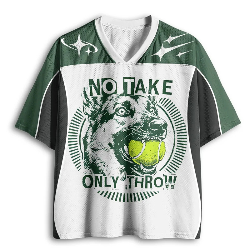 Personalized "No Take Only Throw" Dog Lover Sports Mesh Jersey Custom Number for Dog and Tennis Enthusiast