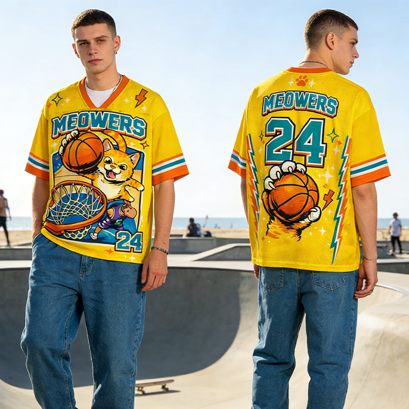 Personalized Funny Cat Basketball Mesh Jersey Custom Name and Number for Pet & Sports Fans