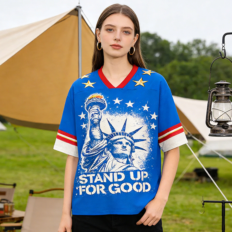 Personalized "Stand Up For Good" USA Liberty Mesh Jersey Patriotic American Sports Shirt  for 4th of July & American Pride Fans