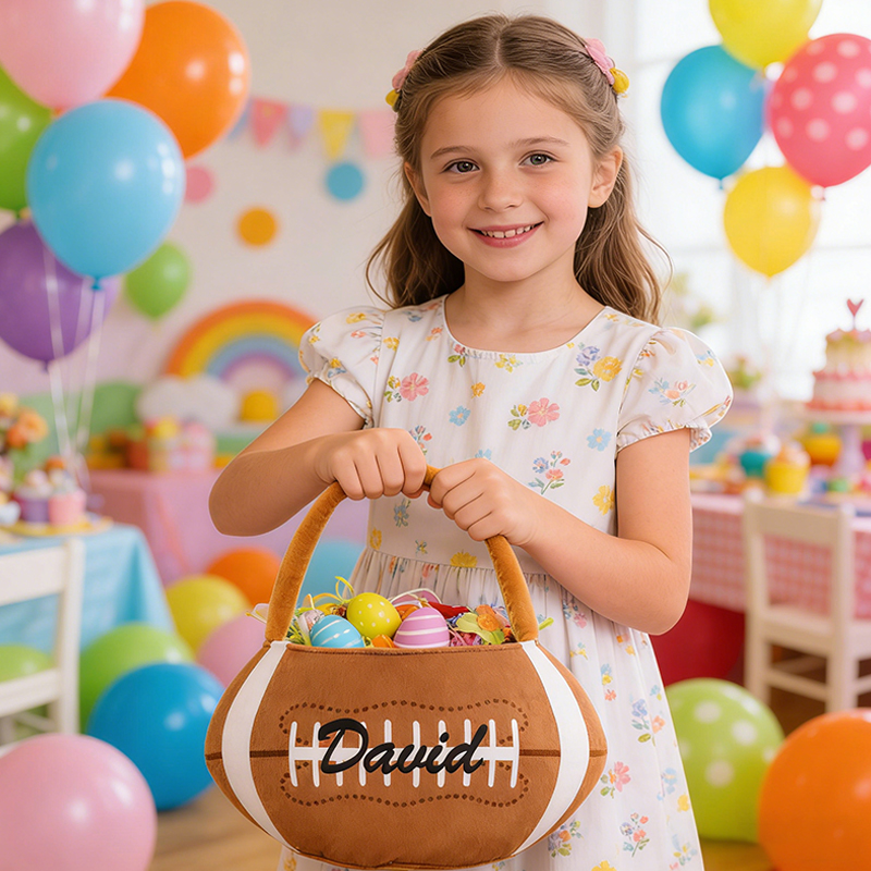 Personalized Football Easter Basket with Custom Name for Kids and Sports Fans Easter Gift