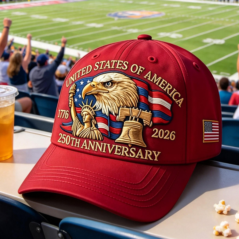 Personalized USA 250th Anniversary Patriotic Baseball Cap | 1776-2026 American Pride Hat with Bald Eagle, Statue of Liberty & Liberty Bell