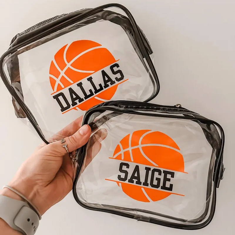 Personalized Clear Basketball Snack Bag with Custom Name for Team Members, Game Day, and Travel