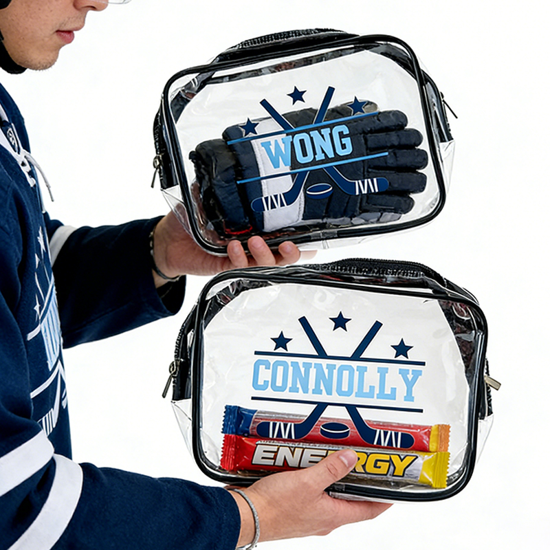 Personalized Ice Hockey Clear Snack Bag with Custom Name for Game Day Essentials and Travel