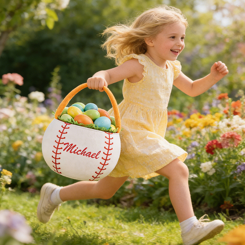 Personalized Baseball Easter Basket with Custom Name for Young Baseball Fans Sports Easter Gift