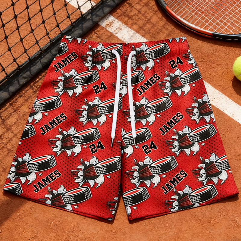 Personalized Ice Hockey Themed Athletic Shorts Custom Name and Number for Players & Enthusiasts