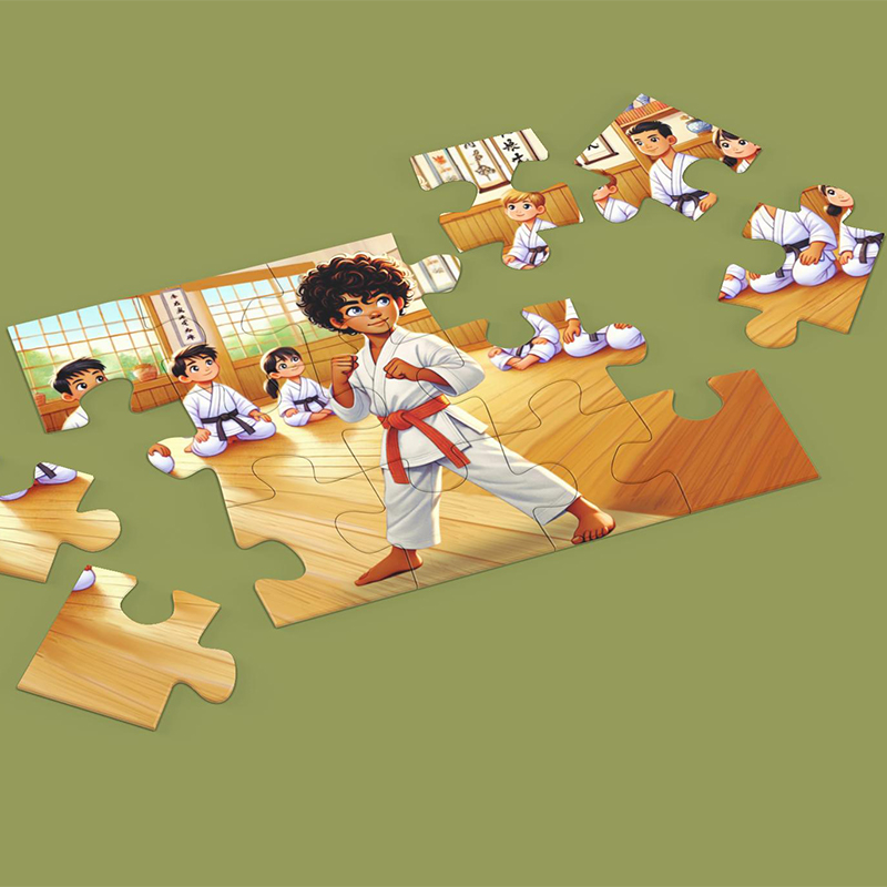 Personalized Karate Boy Puzzle Custom Name Jigsaw for Martial Arts Loving Kids Karate Party Favor Learning Toy Martial Arts Puzzle