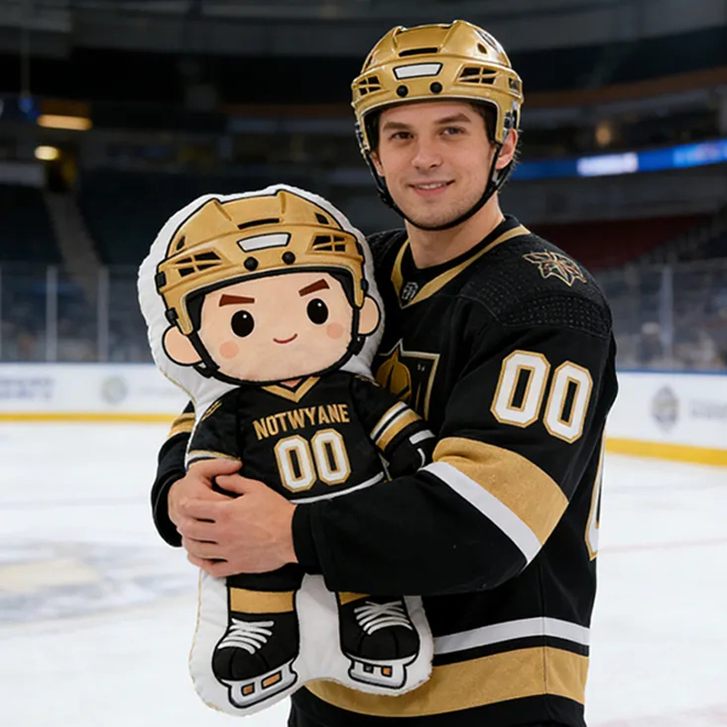 Personalized Ice Hockey Player Pillow with Custom Name and Number Perfect for Fans of All Ages