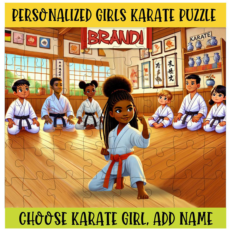 Personalized Karate Girl Puzzle Custom Name Jigsaw for Martial Arts Loving Girls Birthday Gift Karate Party Favor