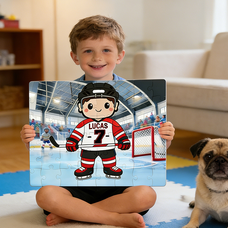 Personalized Ice Hockey Player Puzzle with Custom Name and Number for Ice Hockey Enthusiasts