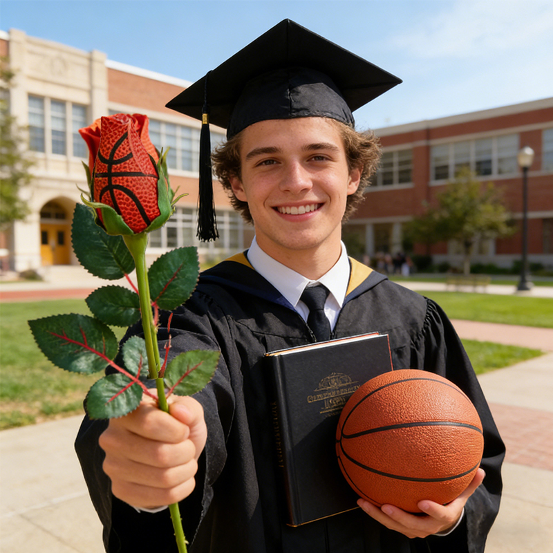Personalized Basketball Rose Bouquet with Custom Text for Weddings ,Graduations, Team and Game Day Gifts 