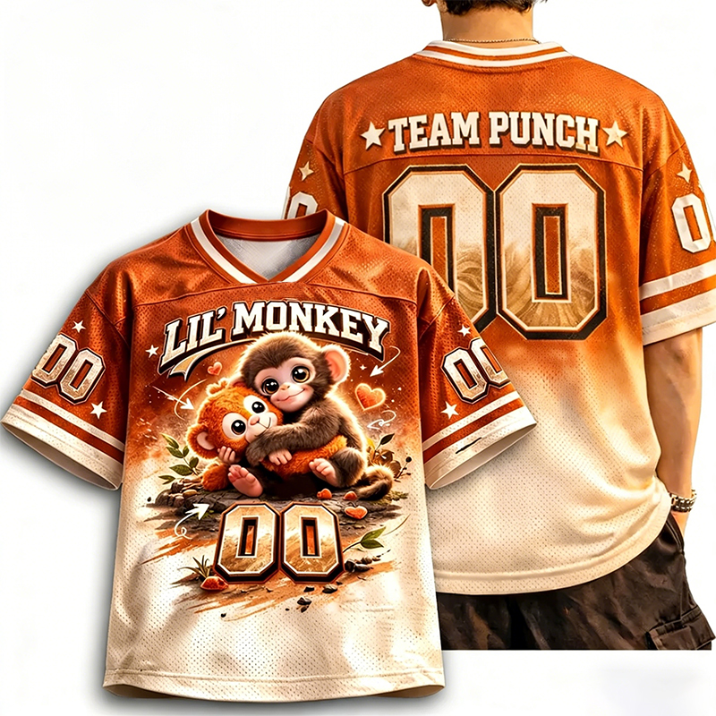 Personalized "Team Punch" Monkey Themed Mesh Jersey Custom Team Name & Number for Animal Fans