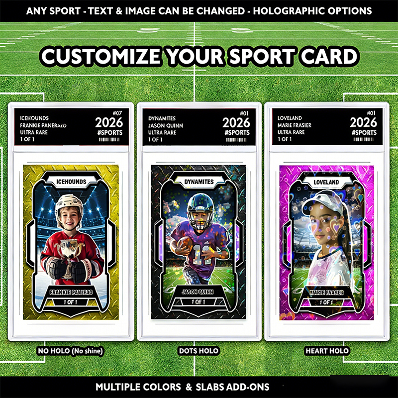 Personalized Custom Sports Trading Card with Name, Team, and Holographic Options for Gifts, Tournaments or Keepsakes
