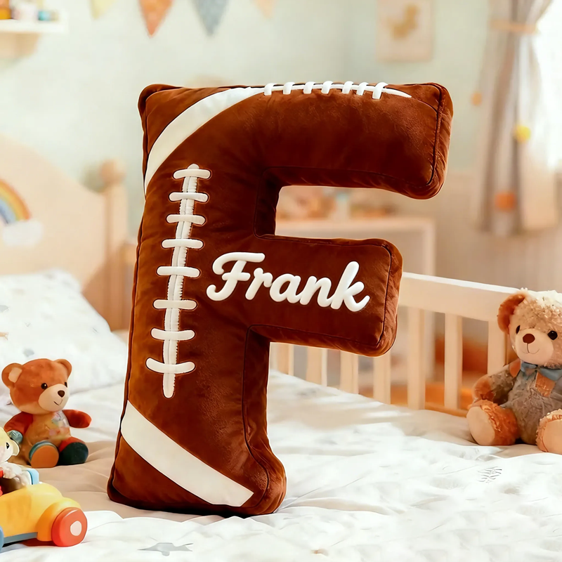 Personalized Football Letter Pillow with Custom Name for Kids or Sports Fans