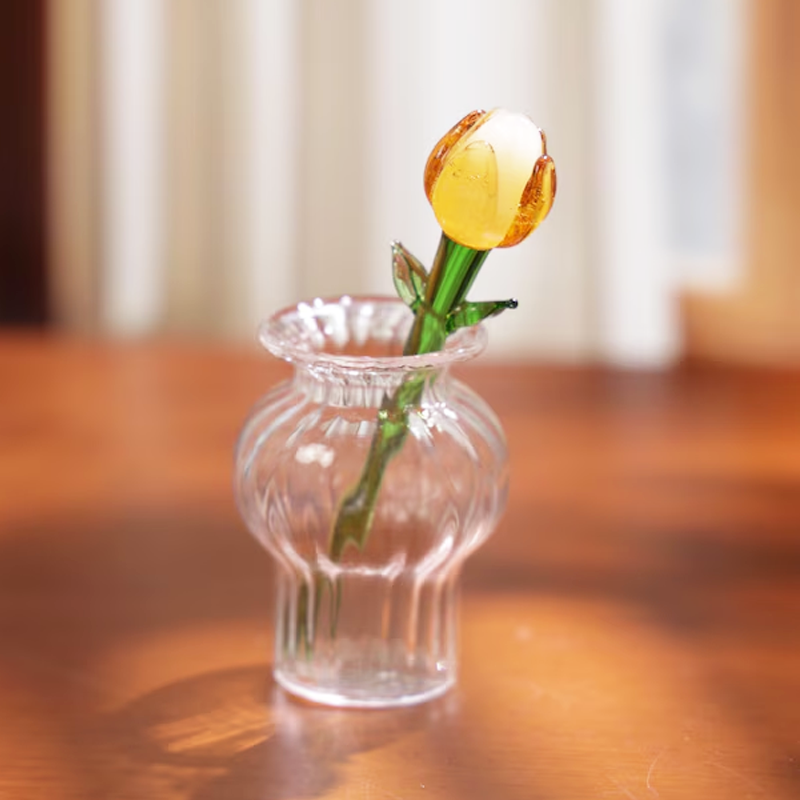 Handmade Glass Birth Month Flower Snowdrop Rose Larkspur Gift For Mom Family Birth flower Bouquet