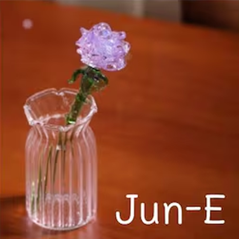 Handmade Pretty Glass Birth Month Flower Snowdrop Rose Larkspur Gift For Mom Family Birth flower Bouquet