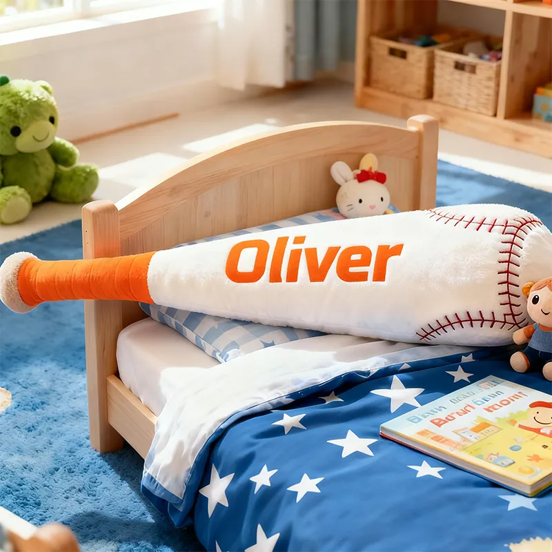 Personalized Baseball Bat Shaped Pillow with Custom Name for Kids
