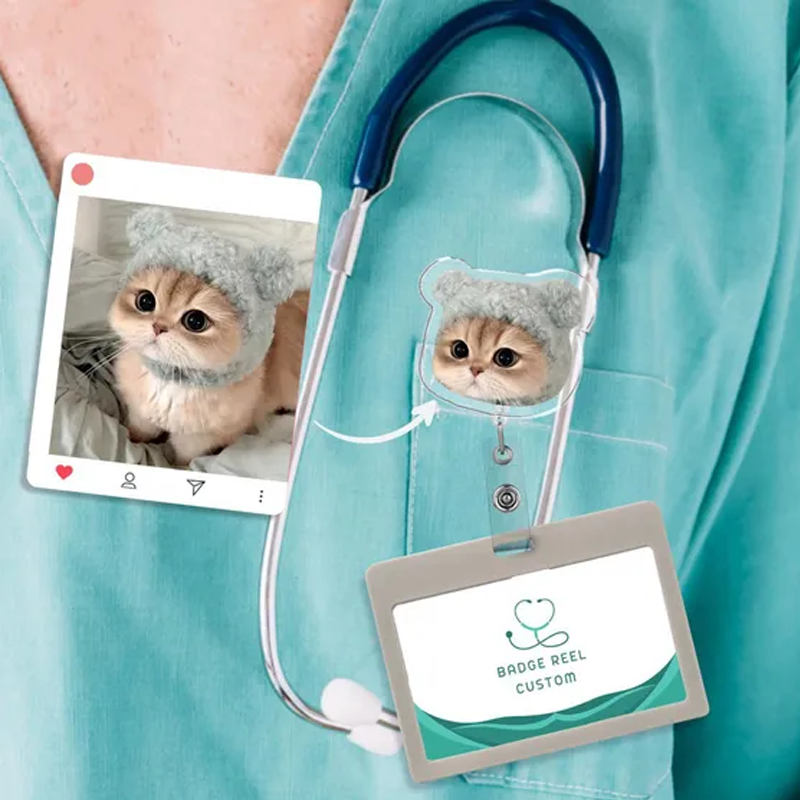 Personalized Pet Lovers Dog Badge Reel Custom Pet Portrait Photo Badge Reel Nurse Badge Reel Retractable Badge Holder Custom Photo Badge Reel 