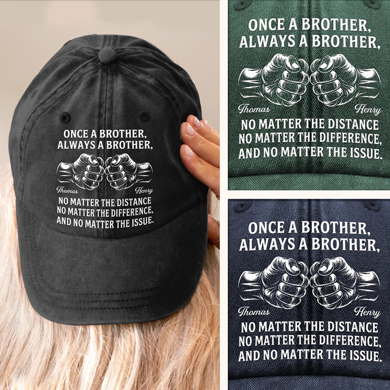 Personalized Vintage Washed Denim Baseball Cap Birthday Gifts for Brother Always a Brother